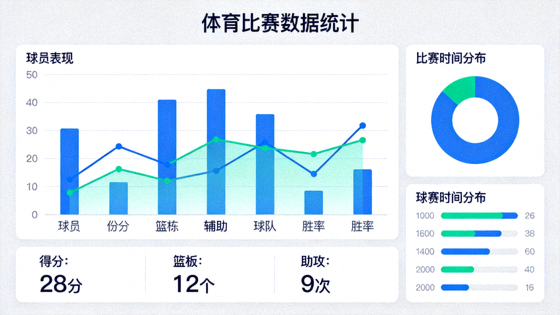 体育比赛数据可视化图表与统计面板